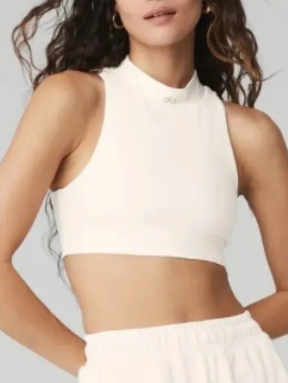Alo Yoga Ivory Airlift Fuse Bra Tank Crop Sleeveless Top L